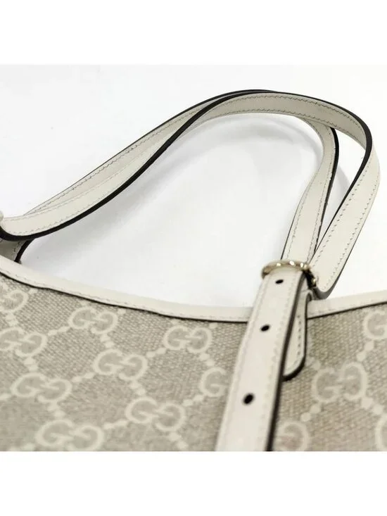 Gucci 2-Way Bag GG Emblem Leather Beige - Picture 7 of 10